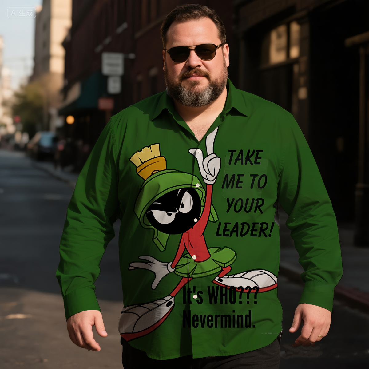 Men's Classic Nostalgic Anime Attitude Costume Printing Long Sleeve Shirt