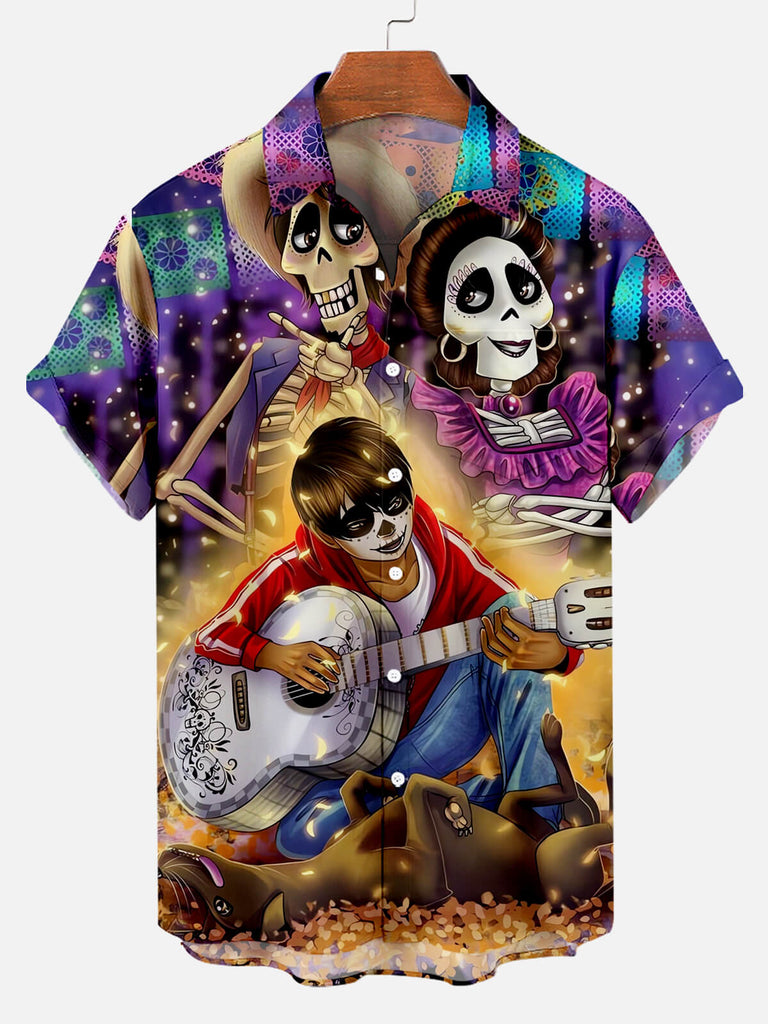 Halloween Movie Character Print Men's Short Sleeve Shirt