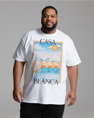 Large size summer casual comfortable printed 100% pure cotton T-shirt