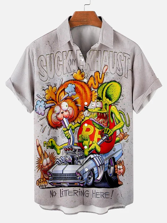 Car Anime Series printed  Plus Size Short Sleeve Shirt