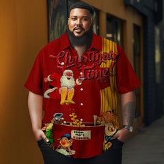 Men's Christmas Santa Claus printed  Plus Size Short Sleeve Shirt