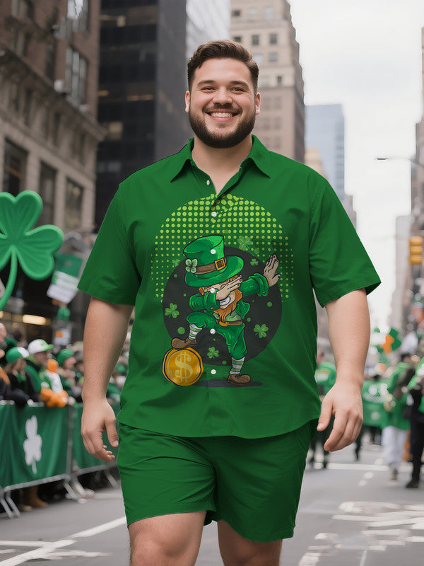 Big Men's Simplified Celtic Knot Print Short Sleeve Shirt and Shorts