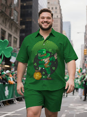 Big Men's Simplified Celtic Knot Print Short Sleeve Shirt and Shorts