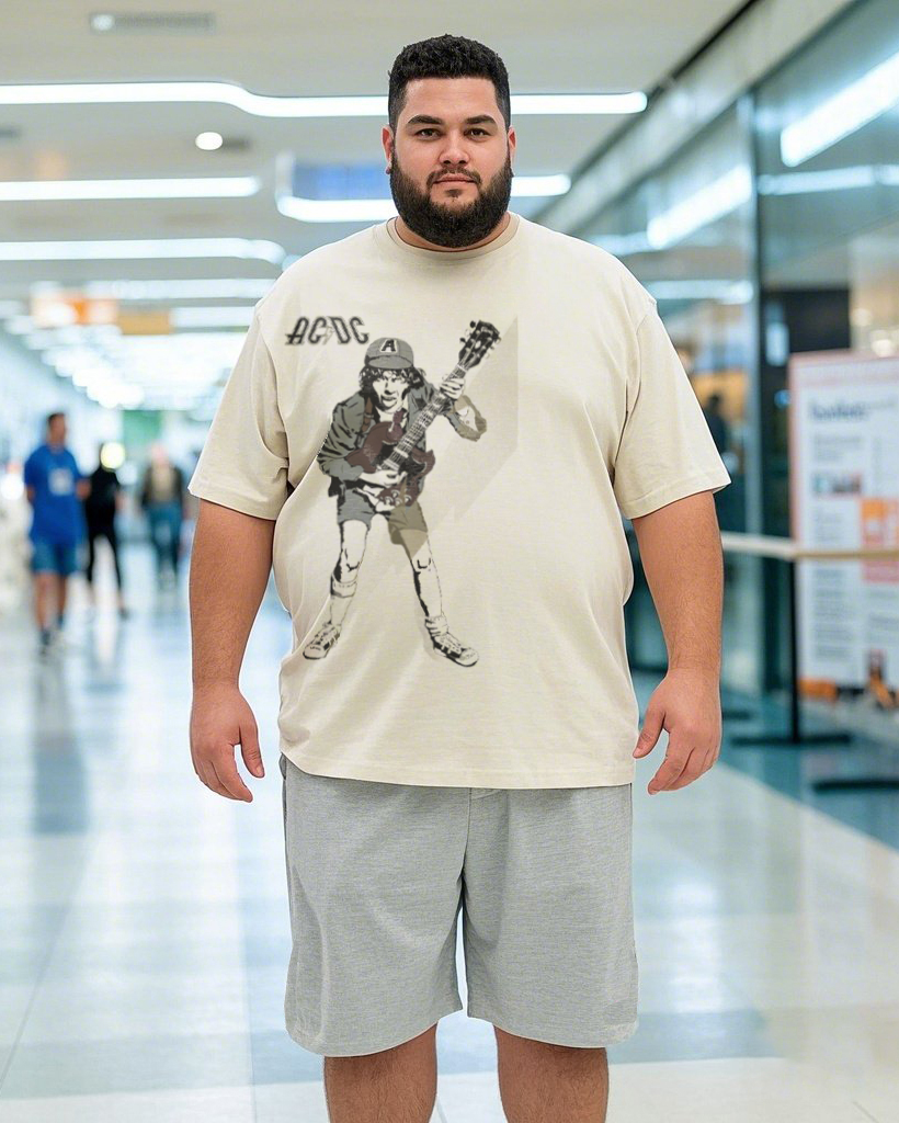 Plus Size men's Printed T-Shirt | 100% Cotton | Summer Casual Tee