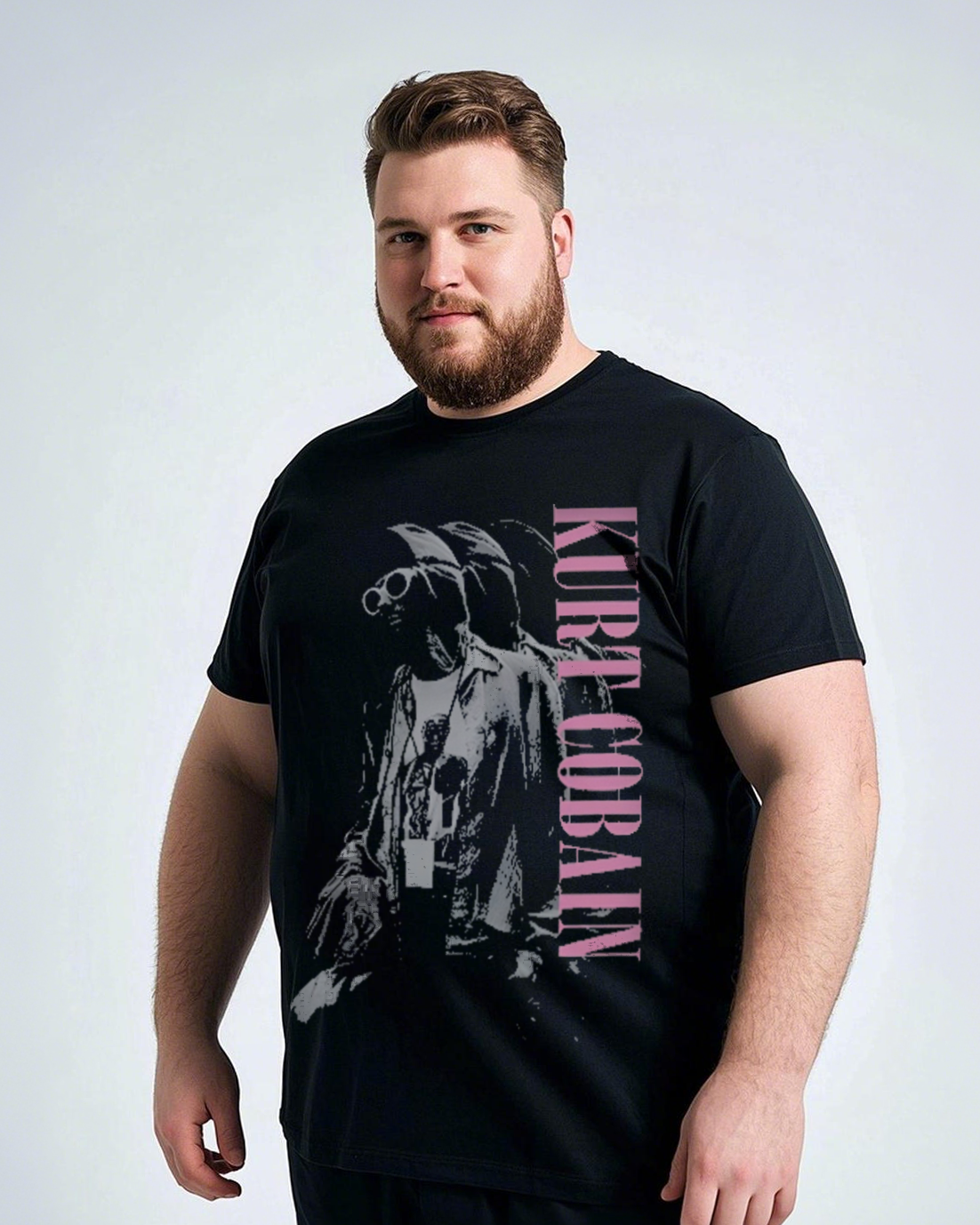 Summer Black Casual Short-Sleeve Printed T-Shirt (100% Breathable Cotton, Plus Size