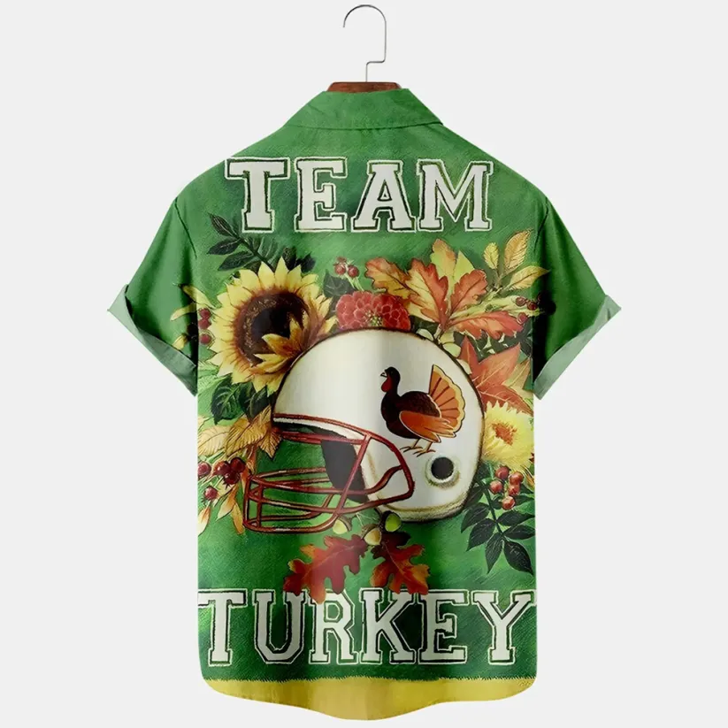 Thanksgiving Flower Turkey  Baseball Cap Men's Plus Size Short Sleeve Shirt