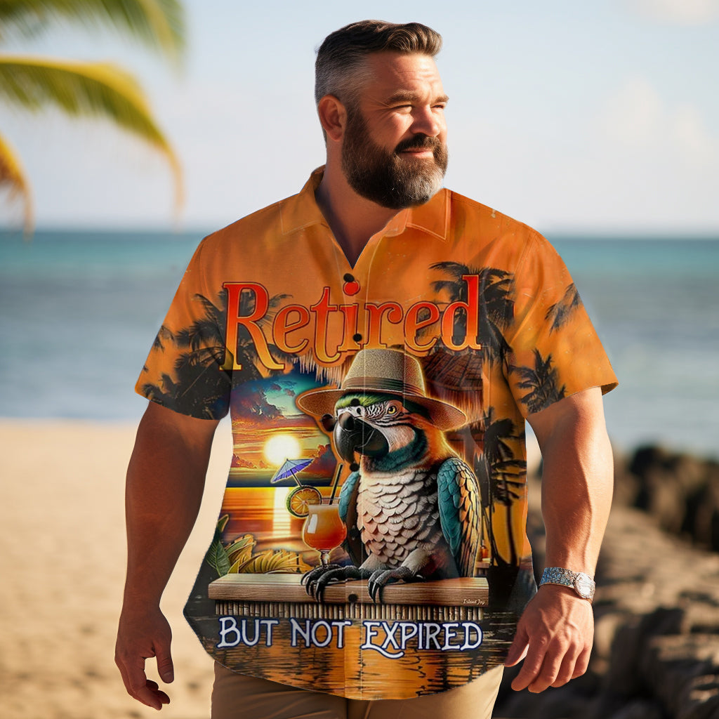 Men's Hawaiian Retired Parrot Print Plus Size Short Sleeve Shirt