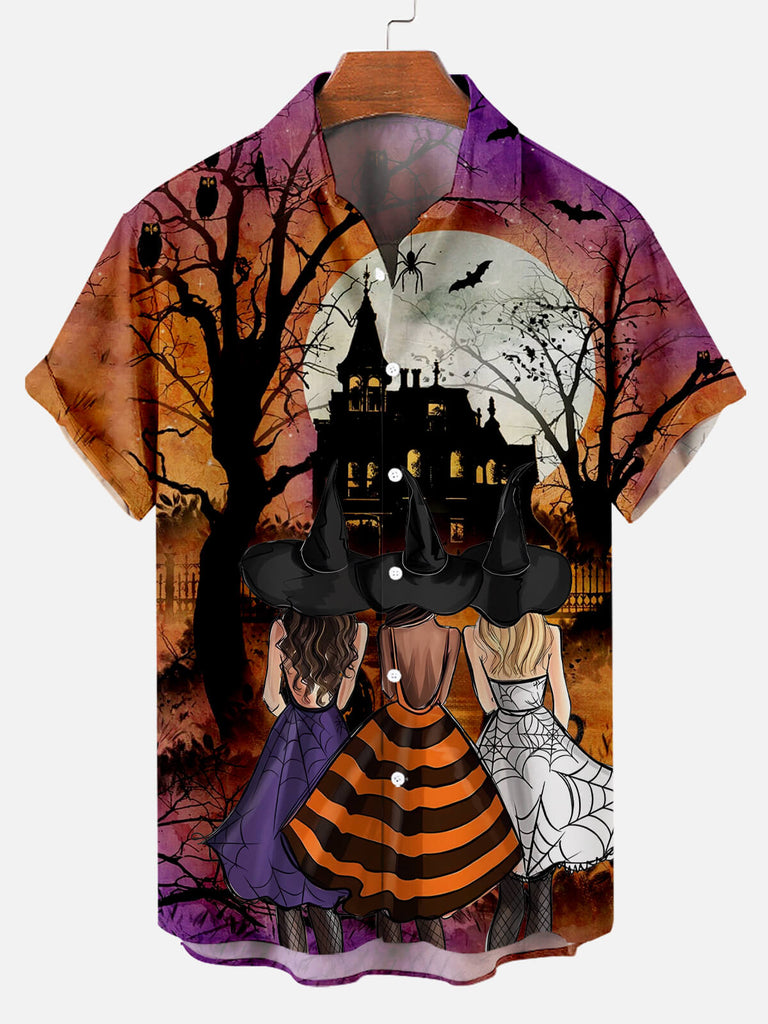 Halloween Scary Fortress Party Short Sleeve Shirt