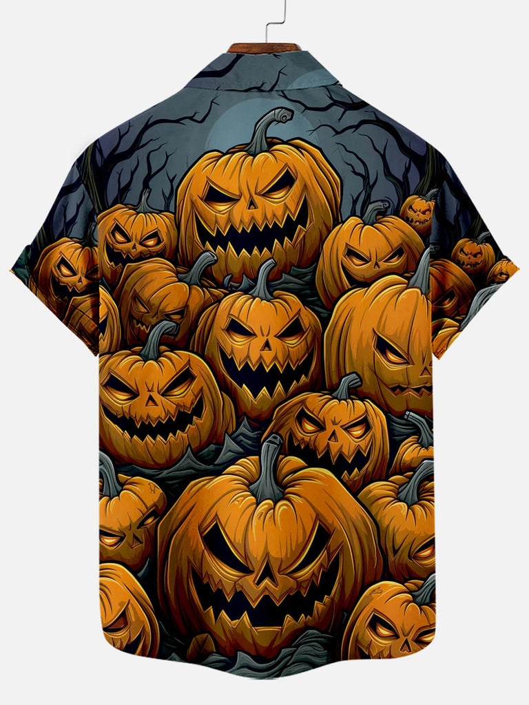 Halloween Pumpkin Illustration Men's Short Sleeve Shirt