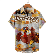 Load image into Gallery viewer, Men&#39;s Thanksgiving Turkey Printed Casual Short Sleeve Plus Size Shirt