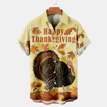 Load image into Gallery viewer, Men&#39;s Thanksgiving Turkey Printed Casual Short Sleeve Plus Size Shirt