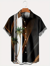 Load image into Gallery viewer, Coconut Tree Printed  Casual Men&#39;s Plus Size Short Sleeve Shirt