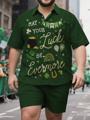 Husky Men's Understated St. Patrick's Day Art Short Sleeve Shirt and Shorts