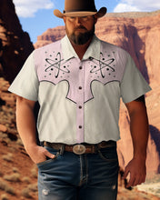 Load image into Gallery viewer, Men&#39;s 11950s Pink Atomic Print Plus Size Short Sleeve Shirt