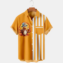 Load image into Gallery viewer, Thansgiving  Turkey Strips  Printed  Casual Men&#39;s Plus Size Short Sleeve Shirt