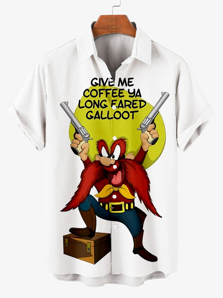 Men's Yosemite Sam Print Plus Size Short Sleeve Shirt