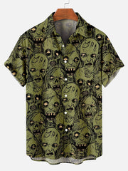 Halloween Zombie Pattern Men's Short Sleeve Shirt