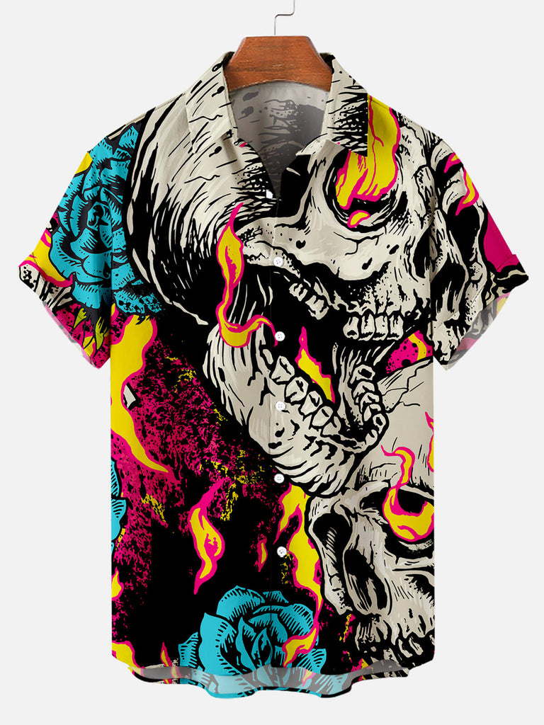 Halloween Skull Pattern Men's Short Sleeve Shirt