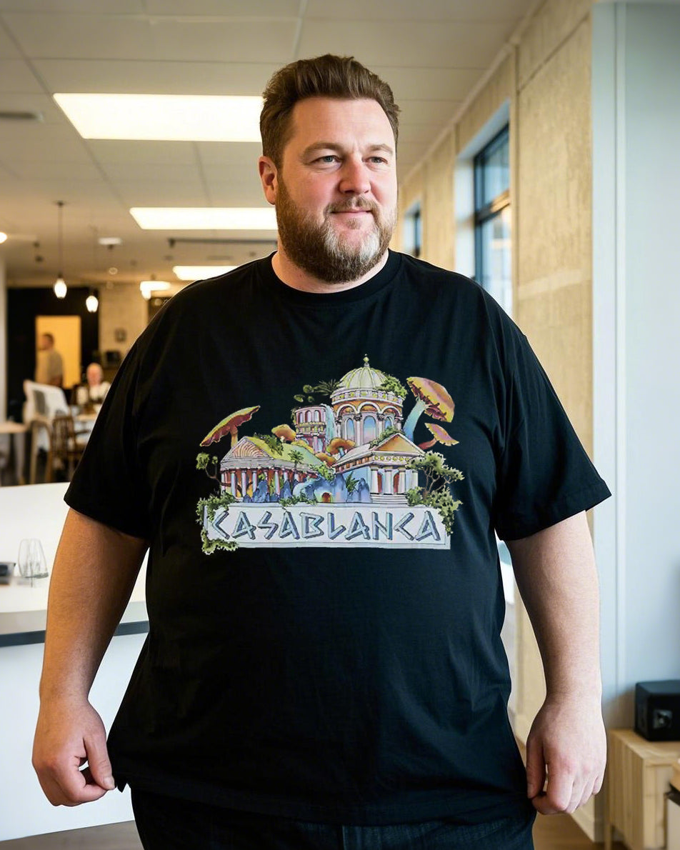 Large size summer casual comfortable printed 100% pure cotton T-shirt