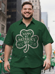 Men's Comfort-Fit Linear Shamrock Design Short Sleeve Shirt and Shorts