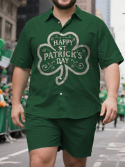 Men's Comfort-Fit Linear Shamrock Design Short Sleeve Shirt and Shorts