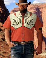 Load image into Gallery viewer, Men&#39;s Be a Good Cowboy Print Plus Size Short Sleeve Shirt