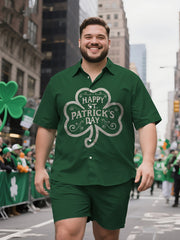 Men's Comfort-Fit Linear Shamrock Design Short Sleeve Shirt and Shorts
