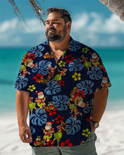 Load image into Gallery viewer, Christmas Element Hawaiian Flower Cute Men Plus Size Short Sleeve Shirt