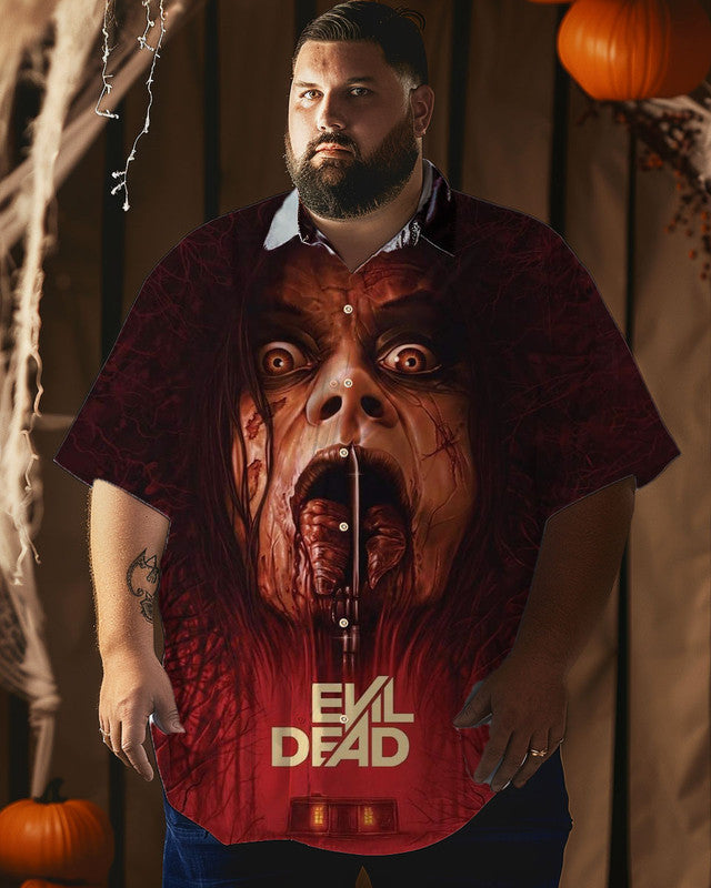 Evil Scary Halloween Element Horror Men Plus Size Short Sleeve Shirt