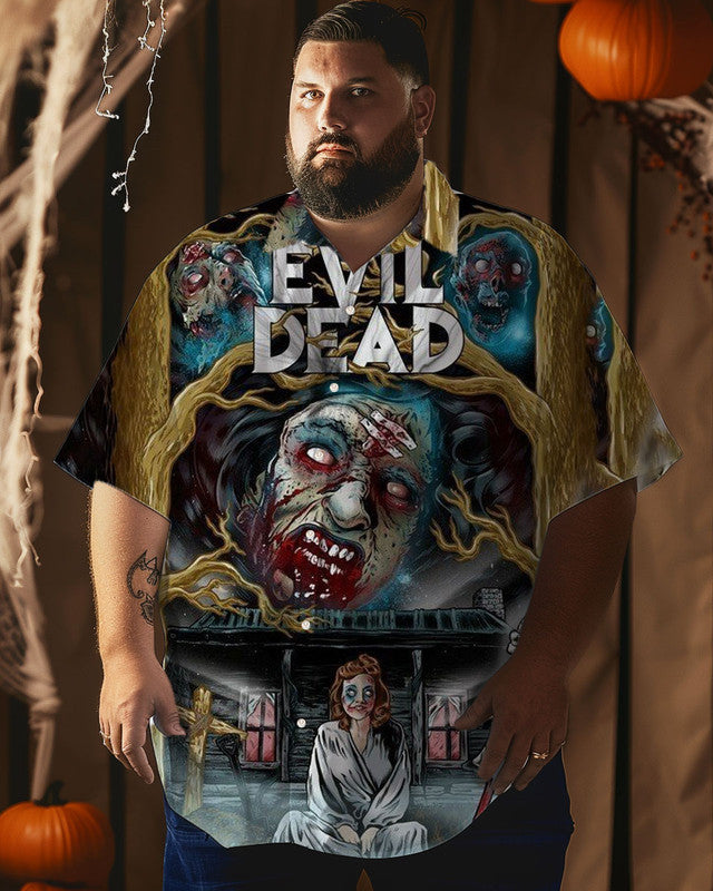 Halloween Element Evil Horror Men Plus Size Short Sleeve Shirt