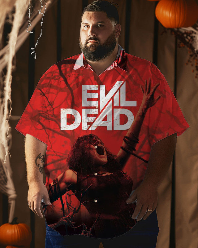 Halloween Scary Evil Blood Men Plus Size Short Sleeve Shirt