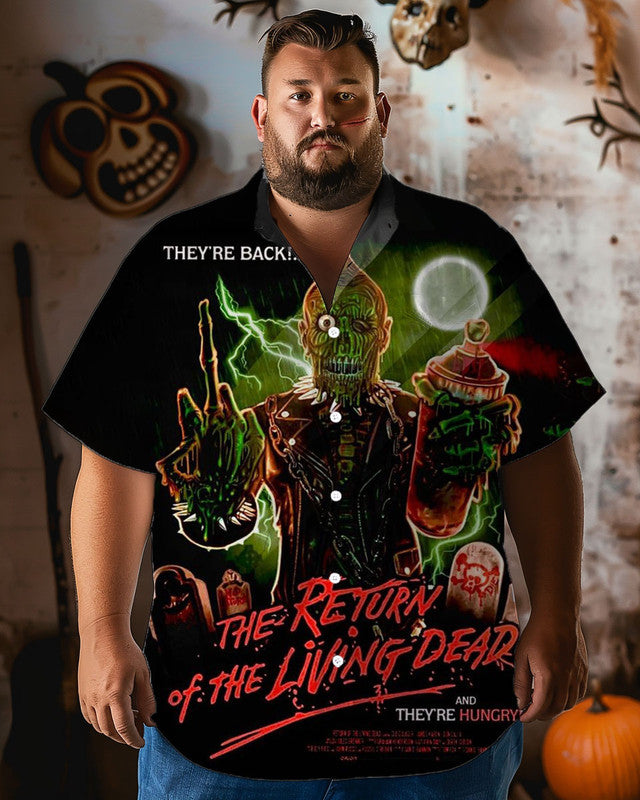 Halloween Scary Return Skull Horror Men Plus Size Short Sleeve Shirt