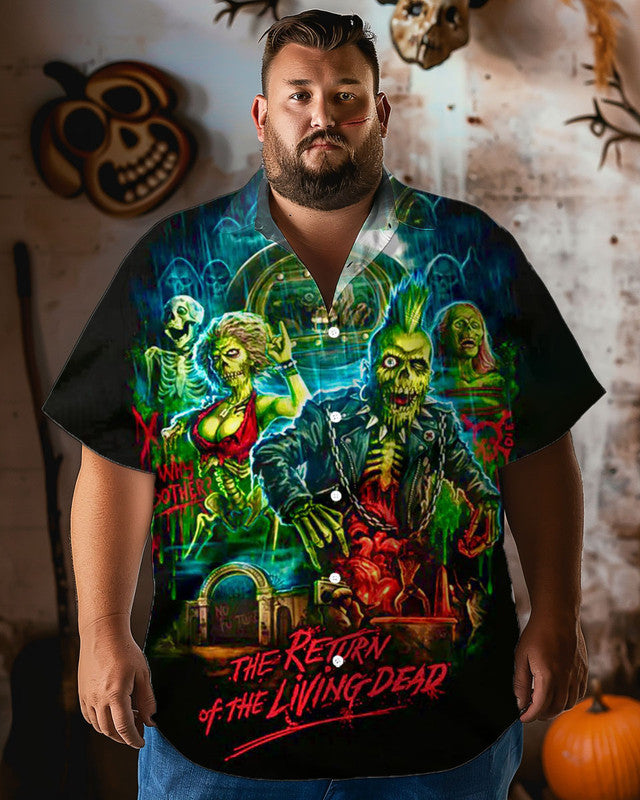 Halloween Skull Return Horror Men Plus Size Short Sleeve Shirt