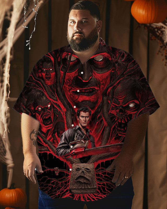 Halloween Scary Evil Rise Men Plus Size Short Sleeve Shirt