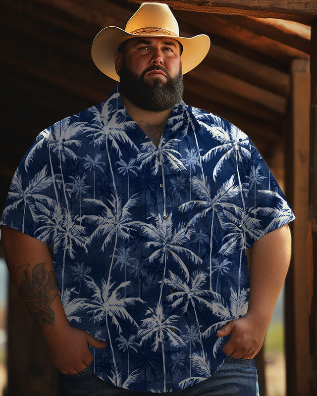 King Of Summer Style Hawaiian Men Plus Size Short Sleeve Shirt