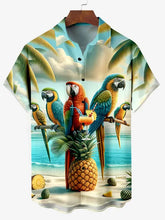 Load image into Gallery viewer, Men&#39;s Comfortable Hawaiian Parrot Print Plus Size Short Sleeve Shirt