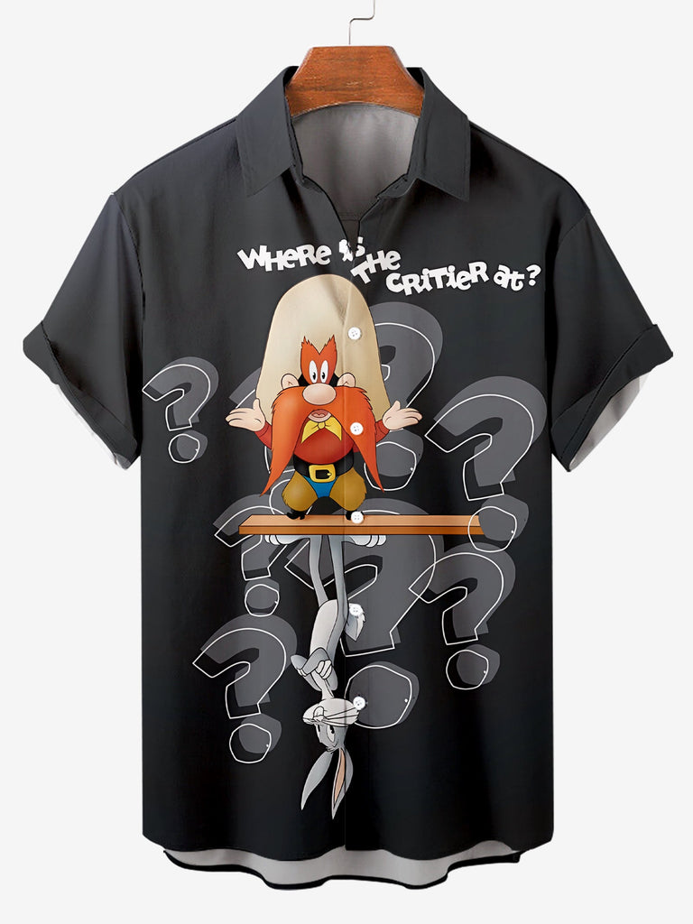 Men's Classic Yosemite Sam Print Plus Size Short Sleeve Shirt