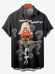 Men's Classic Yosemite Sam Print Plus Size Short Sleeve Shirt