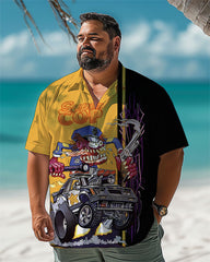 Retro Cop Racing Car Automotive Men Plus Size Short Sleeve Shirt