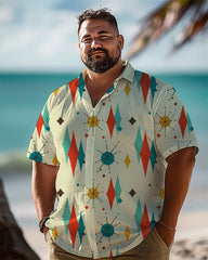 Retro Geometry Mid Centry Art Men Plus Size Short Sleeve Shirt