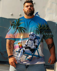 Sunset Beach View Armed Warriors Men Plus Size Short Sleeve T-shirt