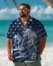 Load image into Gallery viewer, Vintage Flag Coconut Tree Men Plus Size Short Sleeve Shirt