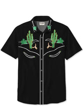 Load image into Gallery viewer, Men&#39;s Western Cactuses Printed Plus Size Short Sleeve Shirt