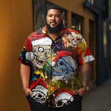 Load image into Gallery viewer, Men&#39;s Christmas party of skulls printed  Plus Size Short Sleeve Shirt