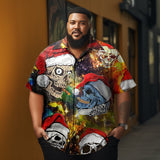 Men's Christmas party of skulls printed  Plus Size Short Sleeve Shirt