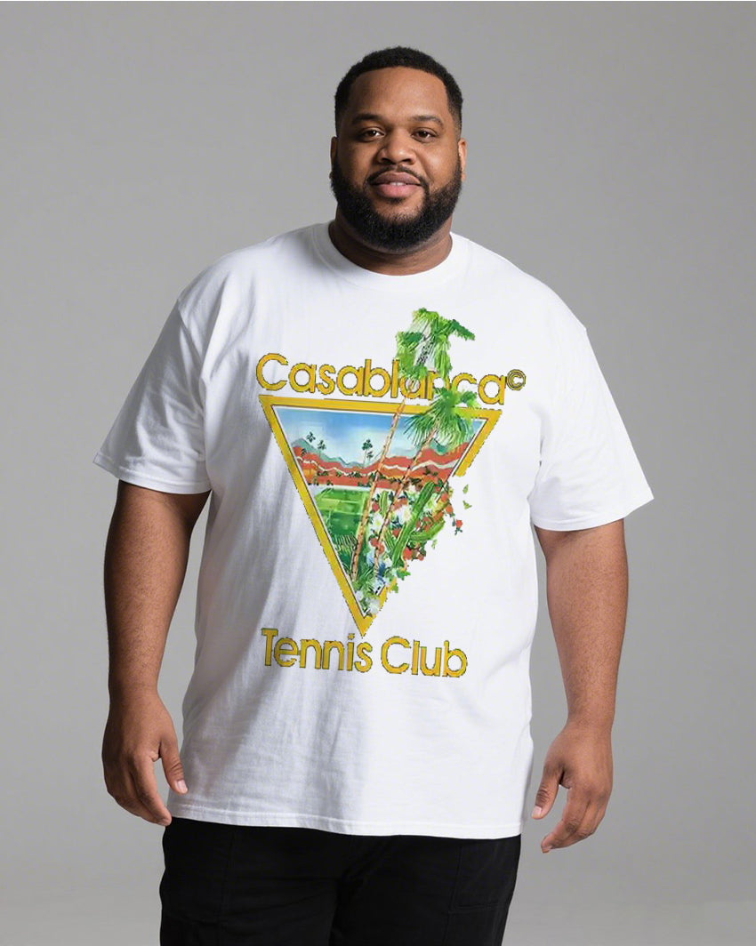 Men's Oversized Graphic T-Shirt 100% Soft Cotton Summer T-Shirt | Plus Size Casual V-Neck Top