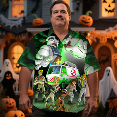 Men's Halloween Scary Nostalgic Anime Full Printing Short Sleeve Shirt