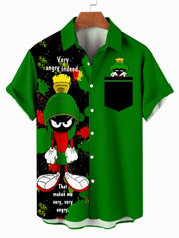 Men's Christmas Cartoon  printed  Plus Size Short Sleeve Shirt