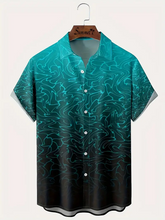 Load image into Gallery viewer, Gradient Color Printed  Casual Men&#39;s Plus Size Short Sleeve Shirt