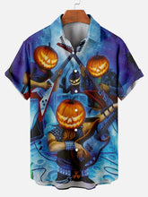 Load image into Gallery viewer, Halloween Pumpkin Head Musical Short Sleeve Shirt